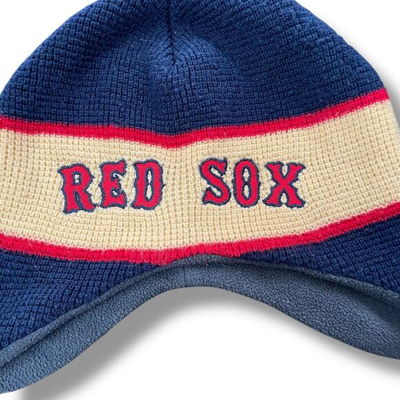 Boston Red Sox Beanie Fan Favorite Knit Hat Cap Fleece Lined MLB Blue Red OS - Picture 2 of 10